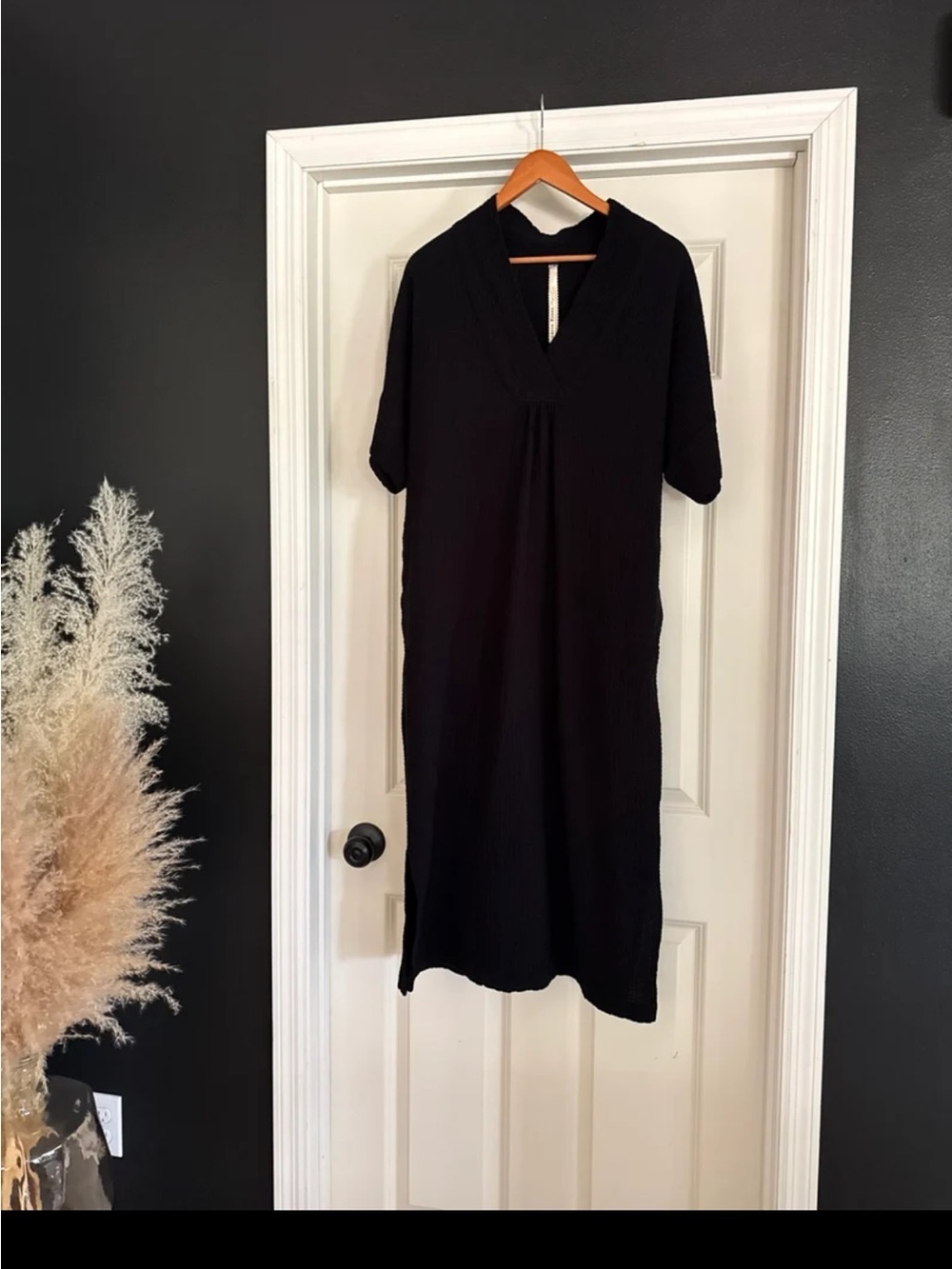 Uncle Frank Black Cotton Gauze Pullover Oversized Midi Dress size Small/Medium - Picture 12 of 12